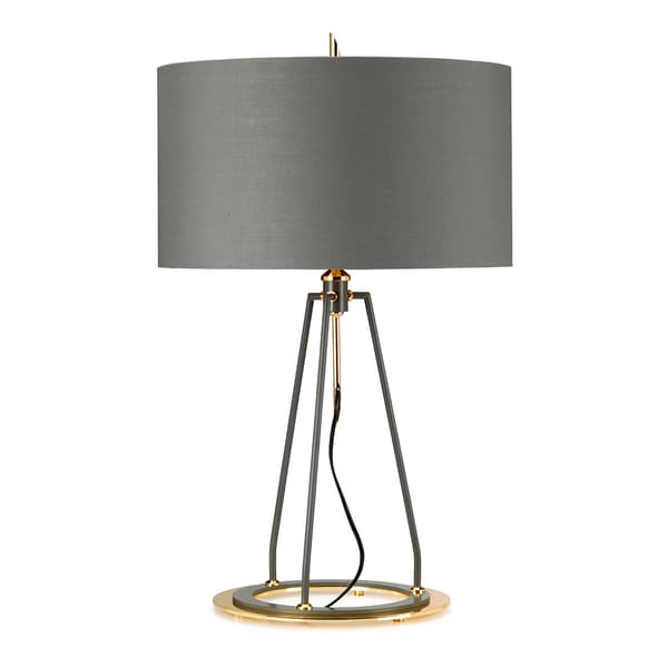 Bordlampe grå guld med skærm Ferrara E27 60W Elstead