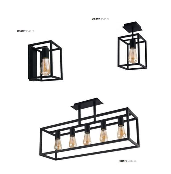 Væglampe LED Nowodvorski CRATE sort, stål 9046