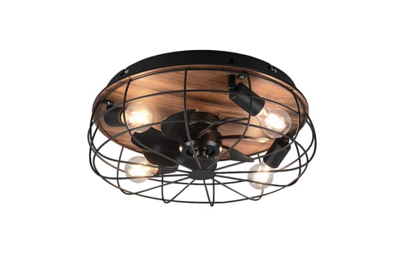 Loftvifte med LED-lampe TRONDHEIM R61105032 sort-træ RL