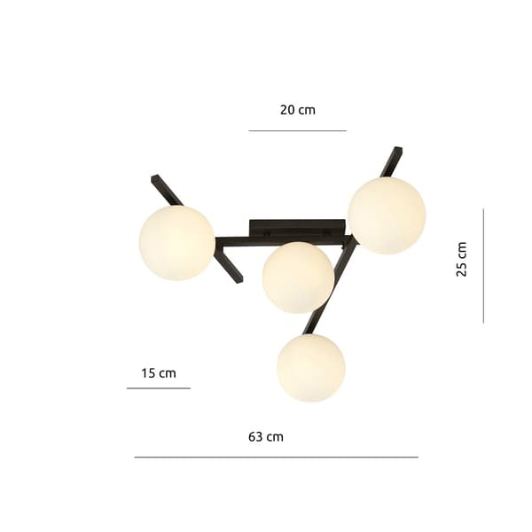 Emibig loftlampe 4xE14 40W SMART 4 SORT/OPAL 1103/4