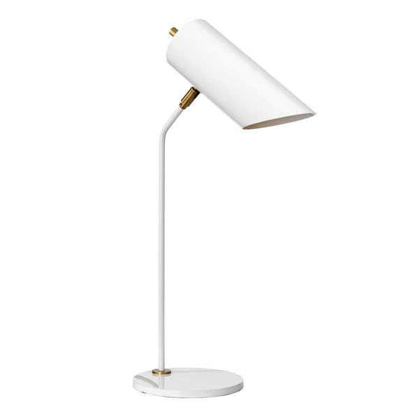 Bordslampa vit mässing spotlight Quinto E27 8W Elstead