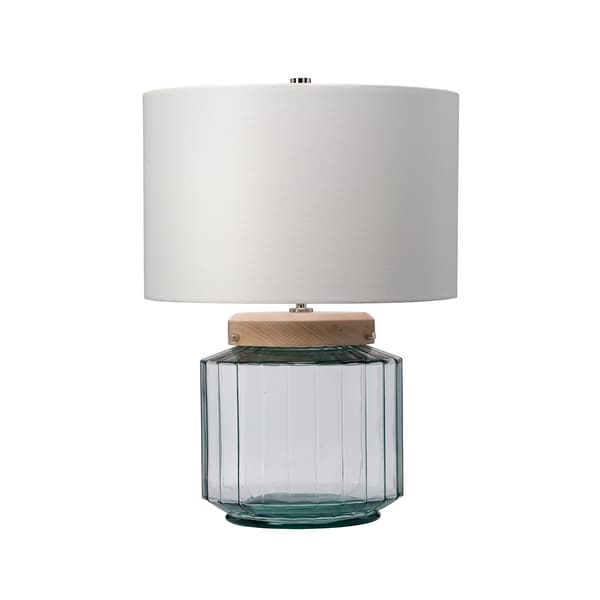 Bordslampa glas trä transparent Luga E27 60W Elstead