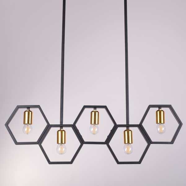 Pendellampe sort-guld E27x5 HONEY 312556 Polux