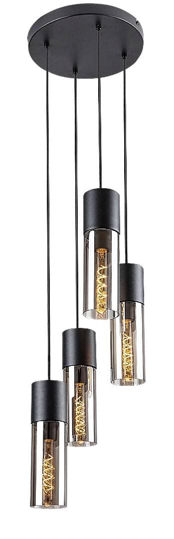 Pendellampe til stue E27 4x25W sort 72054 Ronno Rabalux
