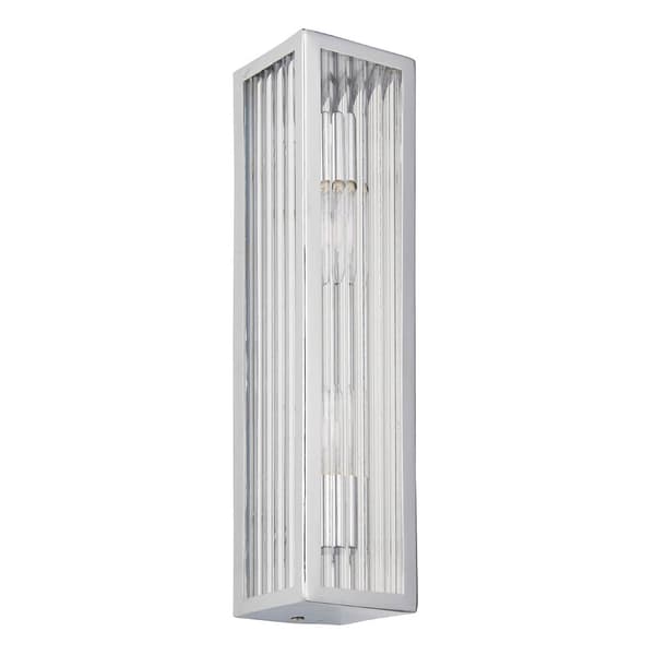 Vägglampa badrum modern rektangulär krom räfflad 2xG9 3W NEWHAM Endon