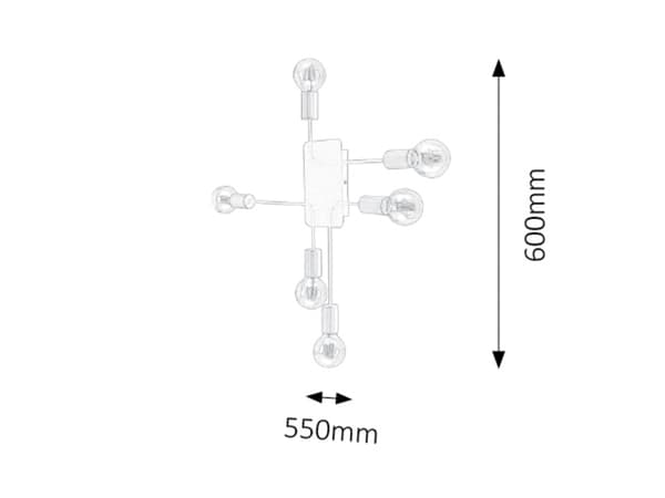 Industriel loftlampe E27 6x15W sort 2103 Lanny Rabalux