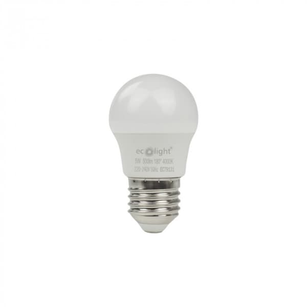 Ecolight välkkymätön LED-pallolamppu E27 5W 4000K 450lm