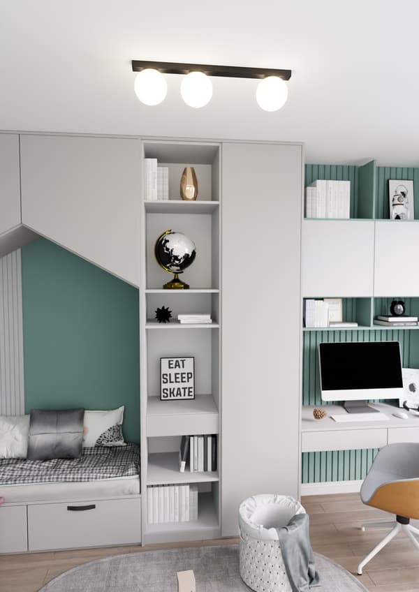 Loftlampe Emibig 3xE14 40W FIT 3 BLACK/OPAL 1124/3