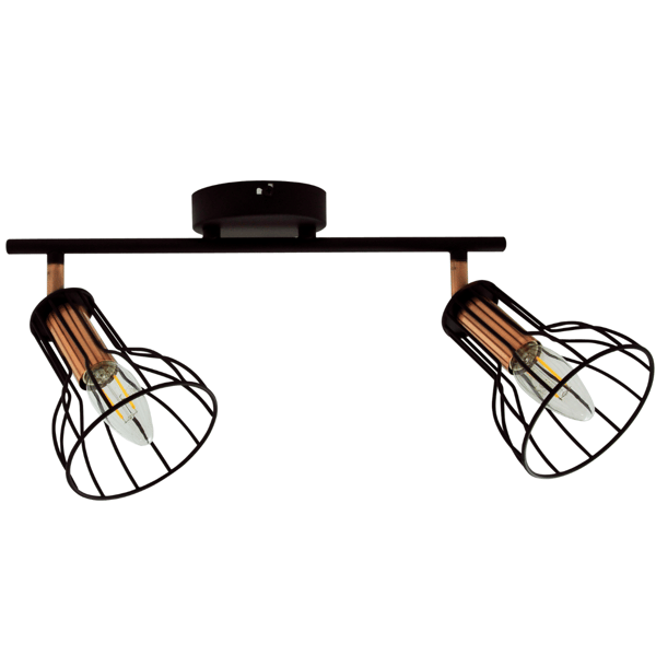 Bevægelig væg- og loftslampe 2 sort+kobber E14x2 SOFIA 310941 Polux