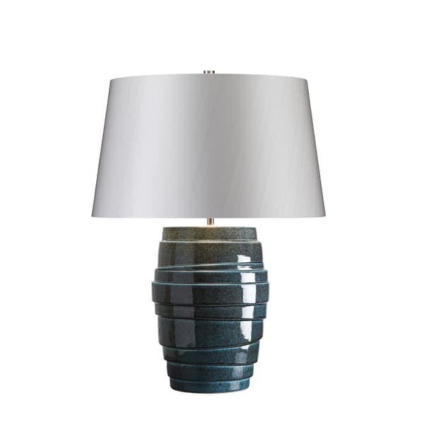 Bordlampe porcelæn blå sølv Neptune E27 60W Elstead