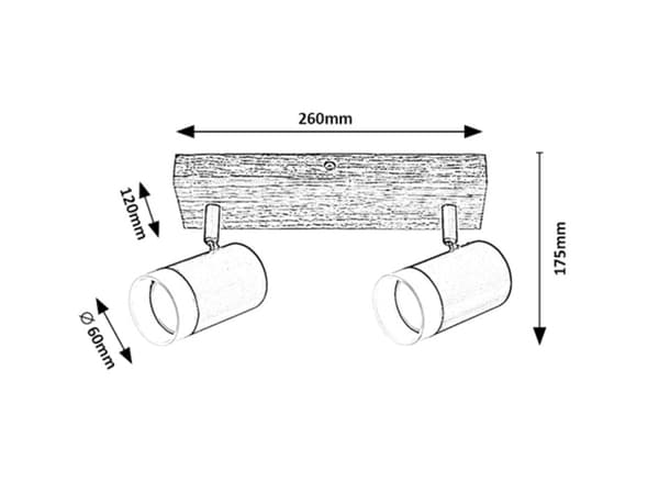 Loftspot eg / sort GU10 2X5W Toras 73122 Rabalux