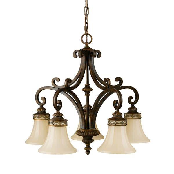 Pendellampe 5 lyskilder brun Drawing Room Feiss