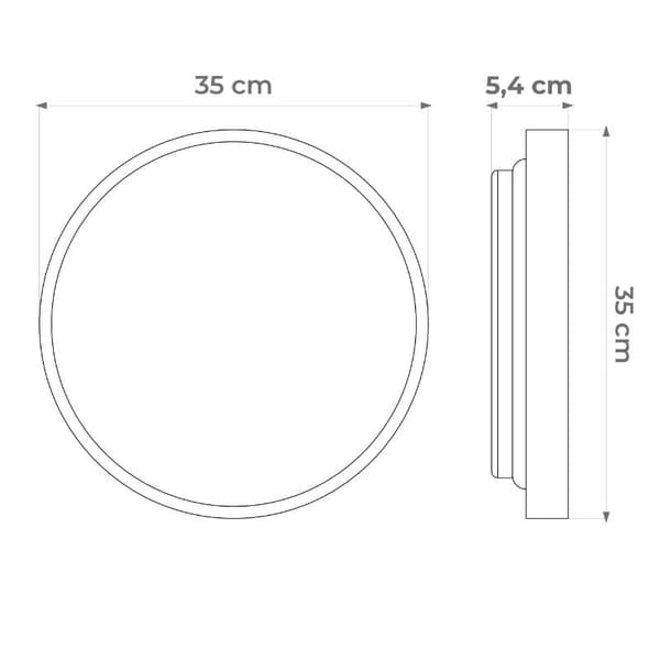 Rund sort LED badeværelsesloftlampe 18W IP44 DPM