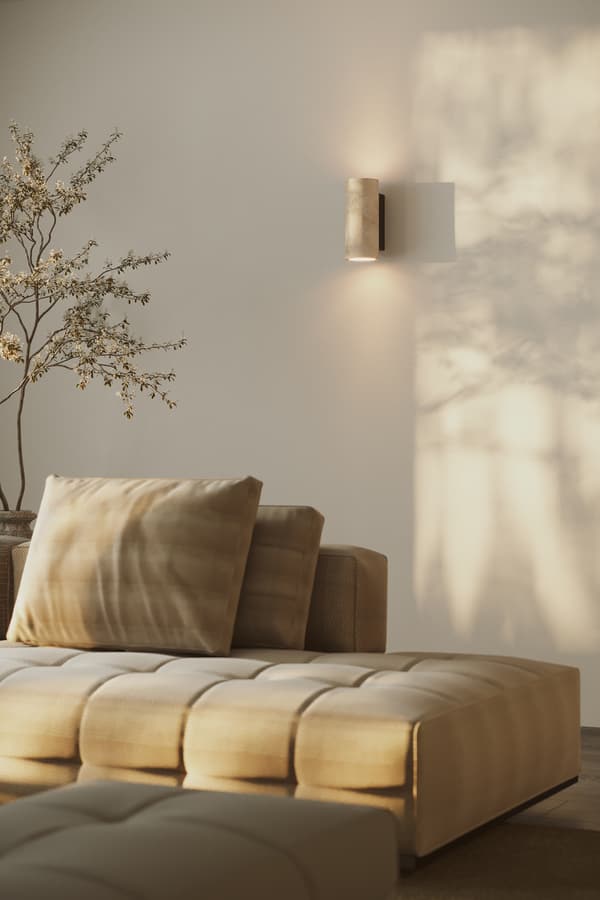 Moderne væglampe op-ned sort-beige rør travertin 2xGU10 20W TEK Maxlight