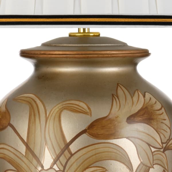 Bordlampe keramisk sølv med guldblomster Dian E27 60W Designer's Lightbox