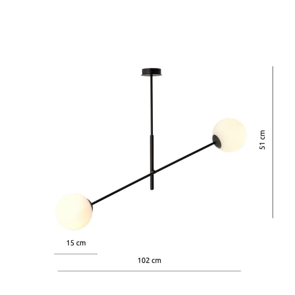 Emibig pendellampe 2xE14 40W LINEAR 2 BLACK/OPAL 1169/2