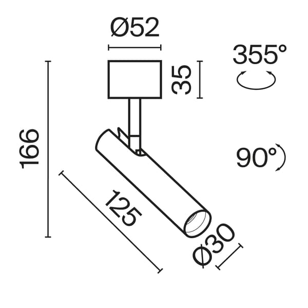 Kattospotti moderni musta pyöreä putki LED 6W FOCUS T Maytoni Technical