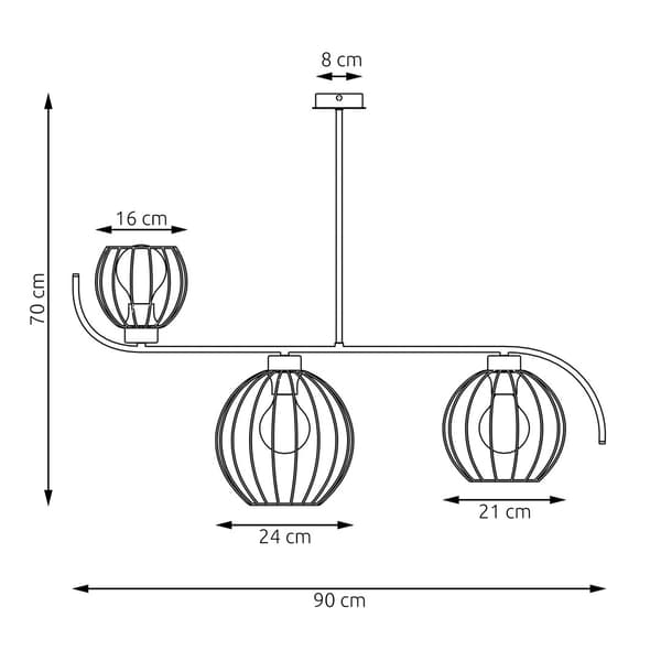 Loft moderne sort loftlampe åbne skærme 3xE27 15W ECHO Emibig