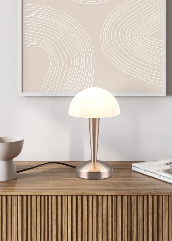 Bordslampa silver vit svamp touch E14 Canaria RL