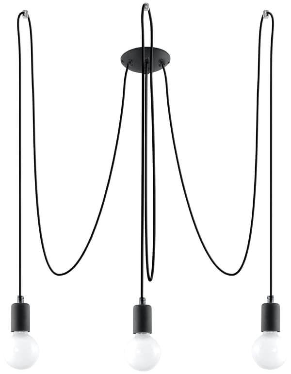 Kattokruunu EDISON 3 Musta Sollux Lighting SL.0370