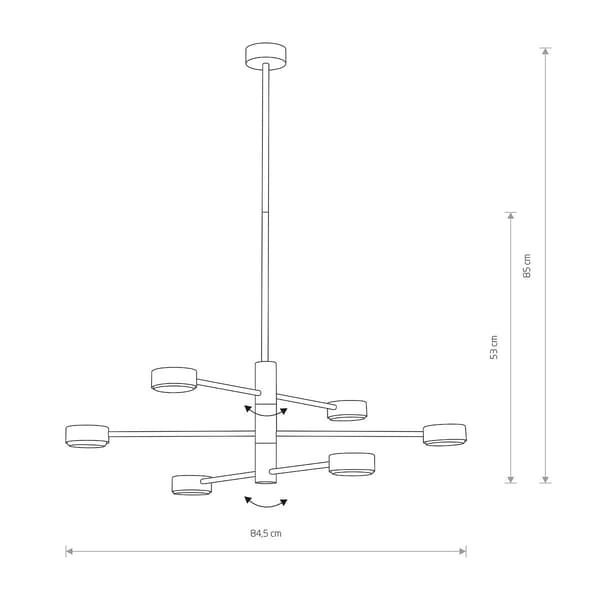 Nowodvorski ORBIT sort, stål 7946 LED pendel lysekrone