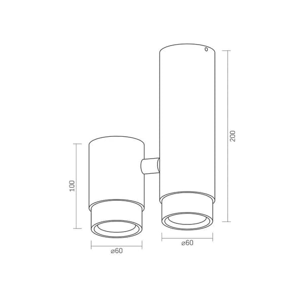 Loftlampe hvid-sort dobbelt roterende spot 2x GU10 Ariza Videx