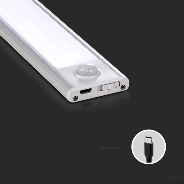 V-TAC 2W LED Underskåpsbelysning Silver Rörelsesensor USB-laddning 40cm VT-8142 neutral 160lm