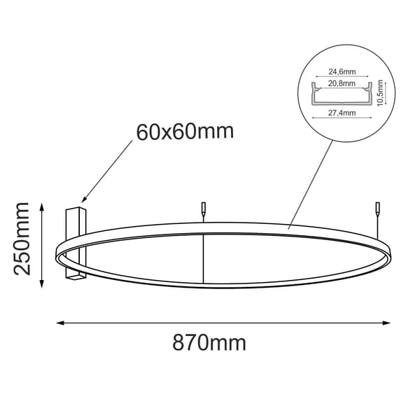 Moderne sort ring loftlampe Ø87cm varm farve AGARI LED 54W Shilo