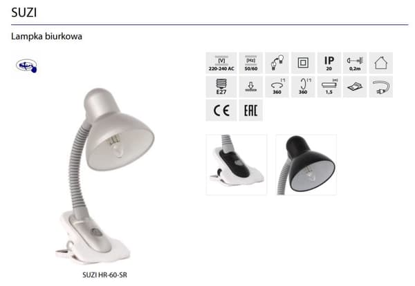 Skrivebordslampe skole blå SUZI Kanlux 7152