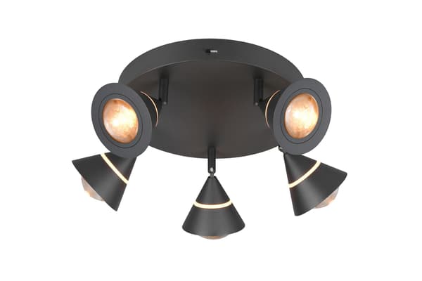 Moderne sort rund loftlampe med koniske LED-spots 7W ROMEO Trio
