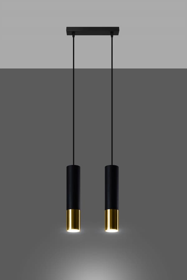 LOOPEZ 2 pendellampe sort/guld fra Sollux Lighting model SL.0953