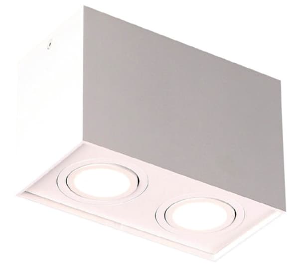 Hvid dobbelt rektangulær loftspot BASIC SQUARE 2xGU10 50W C0088 Maxlight
