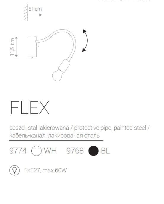 Væglampe LED Nowodvorski FLEX sort, stål 9768