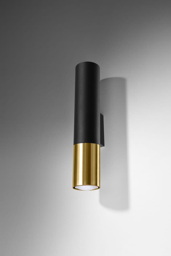Seinävalaisin LOOPEZ musta/kulta, Sollux Lighting, malli SL.0950