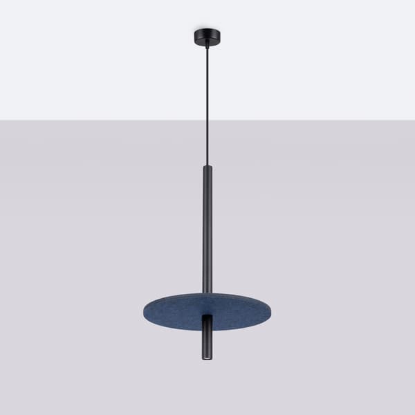 Pendellampe moderne sort rør justerbar marineblå filtskive 1xG9 8W FELTRO Sollux Lighting