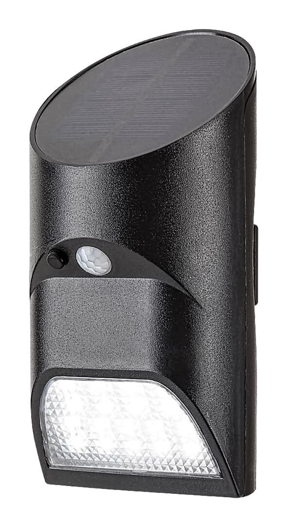 Sepik sort 3.6W LED udendørs solcelle væglampe med sensor 77013 Rabalux