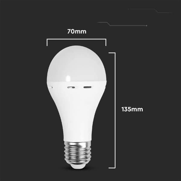 V-TAC 9W E27 A70 VT-509 LED Nødlyspære neutral 720lm