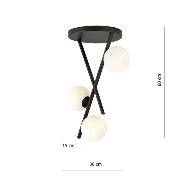 Loftslampe lysekrone RIVER 3 OPAL Emibig 1194/3