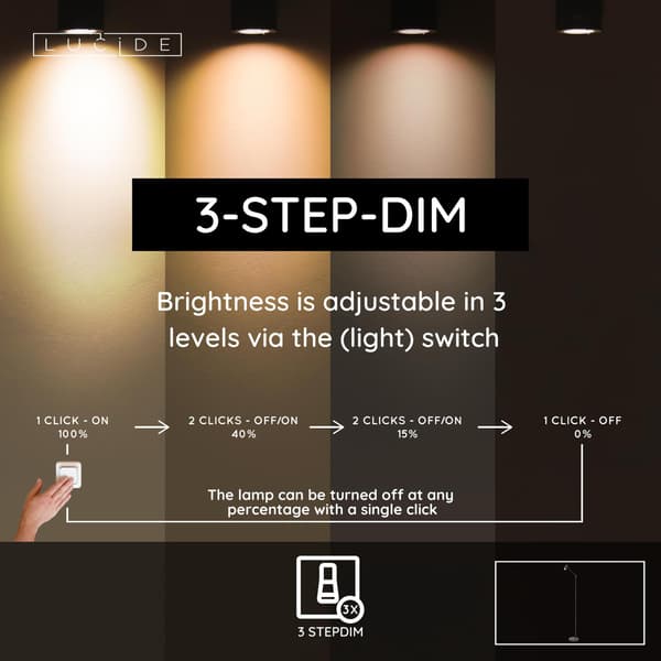 Gulvlampe moderne sort touch-dæmper LED 3W TIPIK Lucide