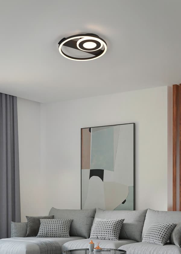 Moderne sort loftlampe med LED-lysring 22W HORUS RL