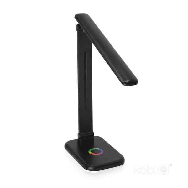 NOBLITE Kobi moderne sort LED-bordlampe, justerbar, variabel farve, 7W RGB USB-A