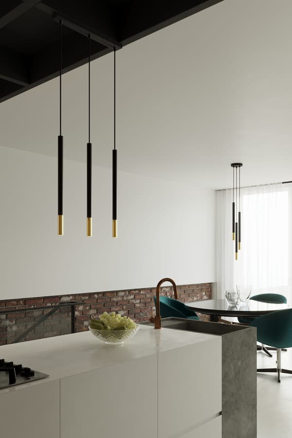 MOZAICA 3L pendellampe sort/guld Sollux Lighting SL.0892