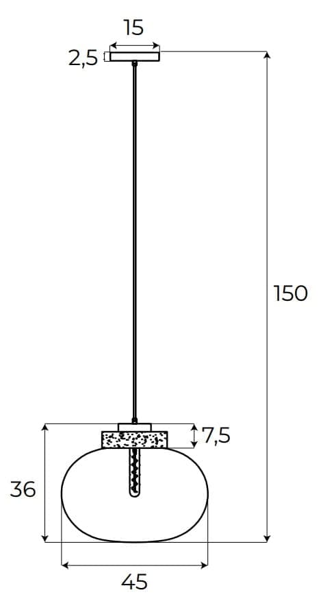 Sort glas pendel dæmpet kugle MOONSTONE 1xE27 7W P0515 Maxlight