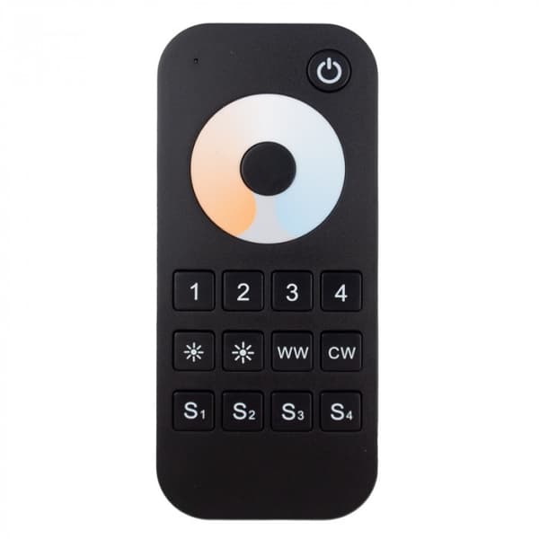 RT7 RF LED-båndfjernbetjening til CCT-controllere 4-zoners touch sort Ecolight