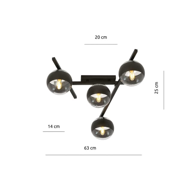 Emibig loftlampe 4xE14 40W SMART 4 BLACK/STRIPE 1105/4