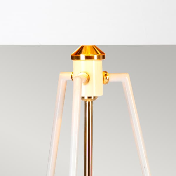 Bordlampe hvid guld med skærm Ferrara E27 60W Elstead