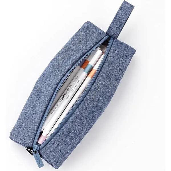 Penalhus, drage materiale, denimblå, 22,5x8,5x0,5cm, medium kapacitet