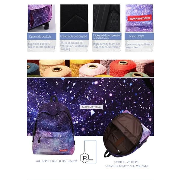 Afslappet unisex skoletaske, model D4, sort, 30x45cm