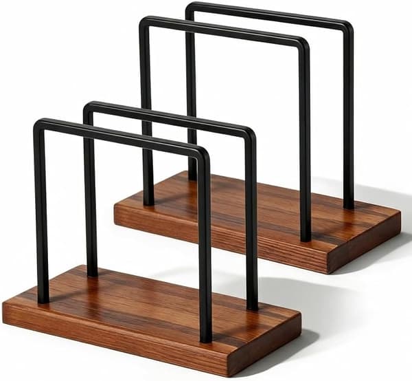 2-pack servetthållare i valnöt, rektangulär