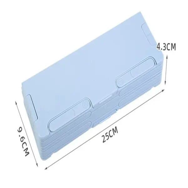 Blåt foldbart penalhus 25x9x4,5cm holdbart plastik